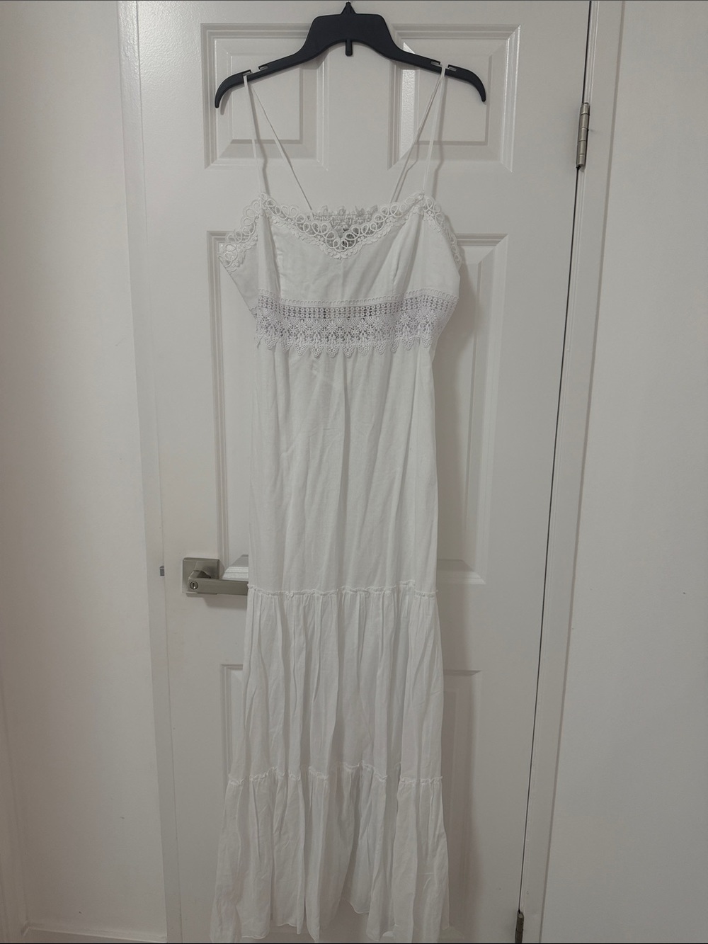 Charo Ruiz White Lace-Trim Maxi Slip Dress